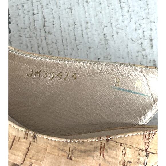 Stuart Weitzman Womens 9 Tan Cork Platform High Heel Slingback Pumps Heels - Picture 8 of 9